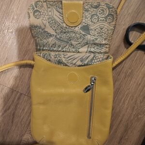 Tignanello genuine leather crossbody bag in yellow
